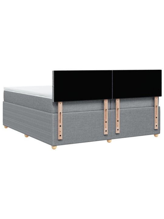 Box spring postel s matrací světle šedá 200 x 200 cm textil
