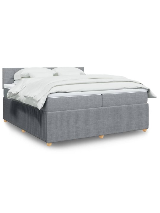 Box spring postel s matrací světle šedá 200 x 200 cm textil