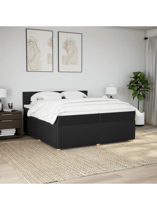 Box spring postel s matrací černá 200x200 cm textil