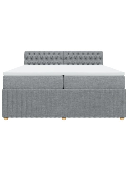 Box spring postel s matrací světle šedá 200 x 200 cm textil
