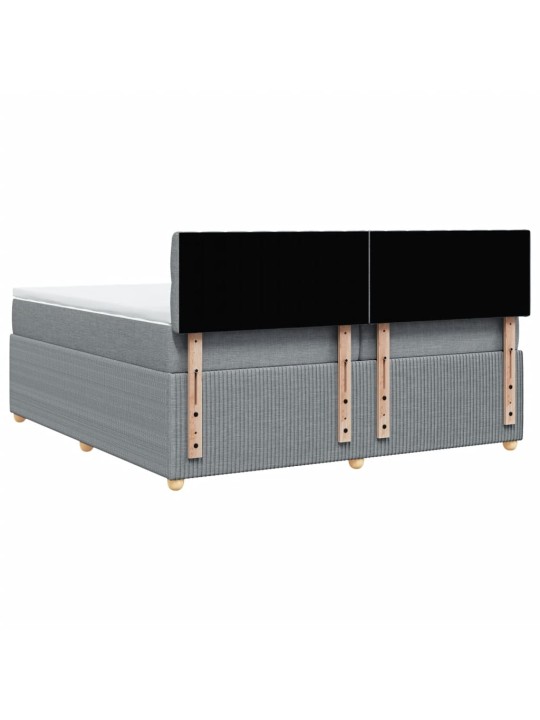 Box spring postel s matrací světle šedá 200 x 200 cm textil