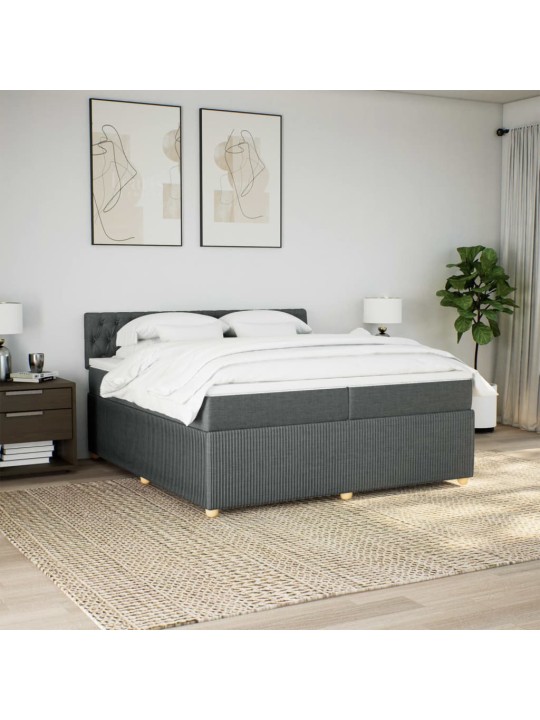 Box spring postel s matrací tmavě šedá 200x200 cm textil