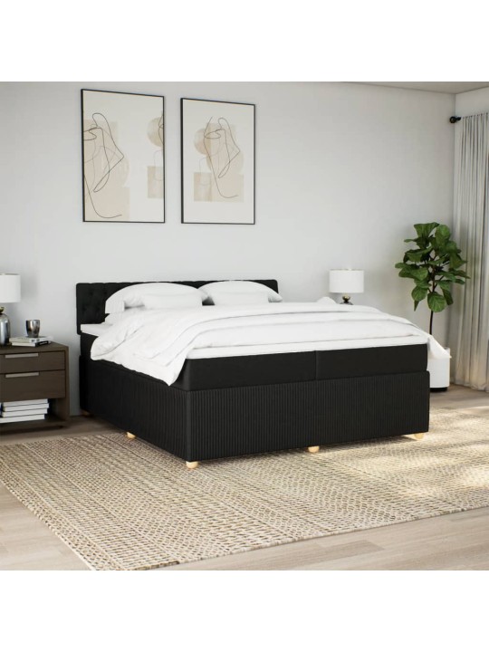 Box spring postel s matrací černá 200x200 cm textil