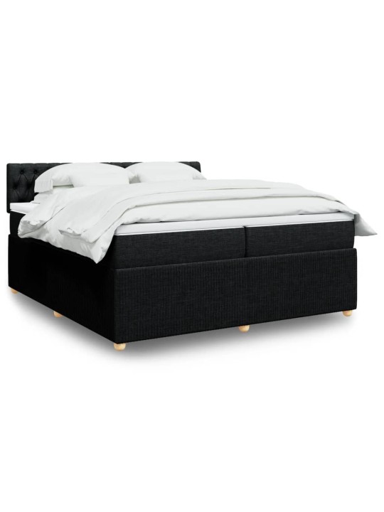 Box spring postel s matrací černá 200x200 cm textil