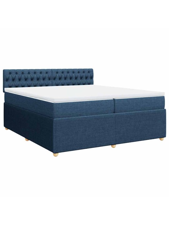 Box spring postel s matrací modrá 200x200 cm textil