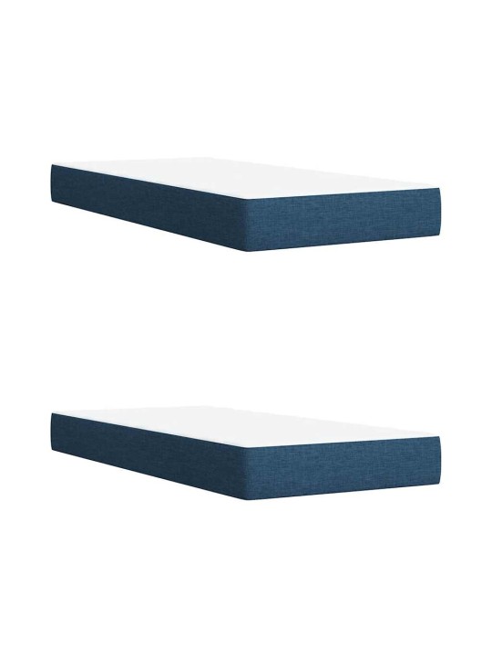 Box spring postel s matrací modrá 200x200 cm textil