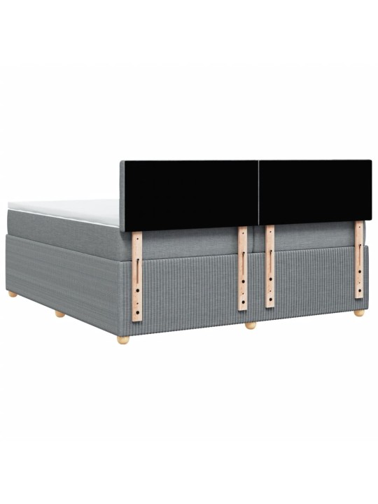 Box spring postel s matrací světle šedá 200 x 200 cm textil