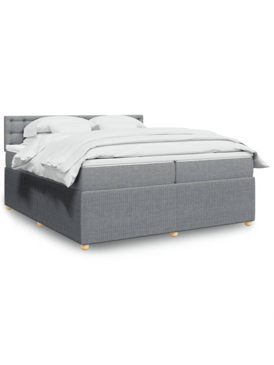 Box spring postel s matrací světle šedá 200 x 200 cm textil