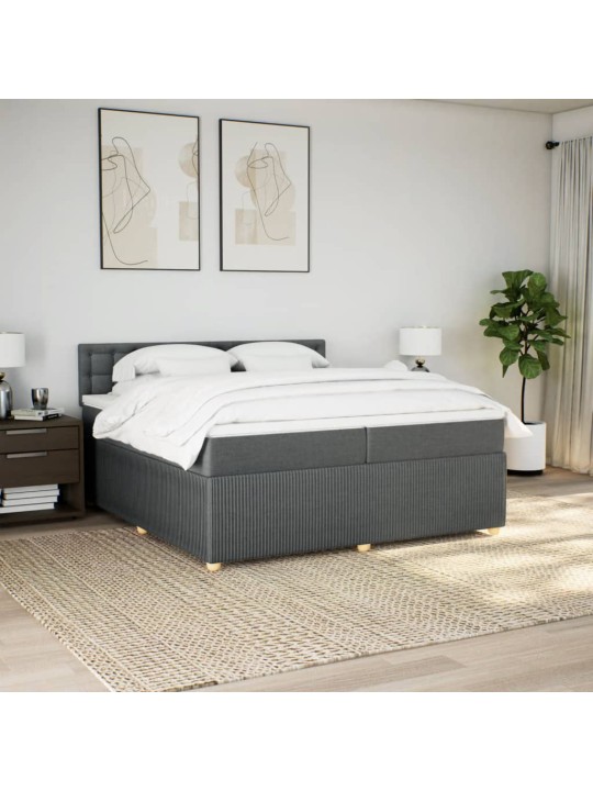 Box spring postel s matrací tmavě šedá 200x200 cm textil