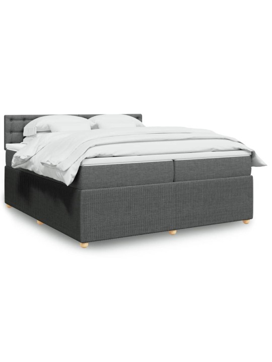 Box spring postel s matrací tmavě šedá 200x200 cm textil