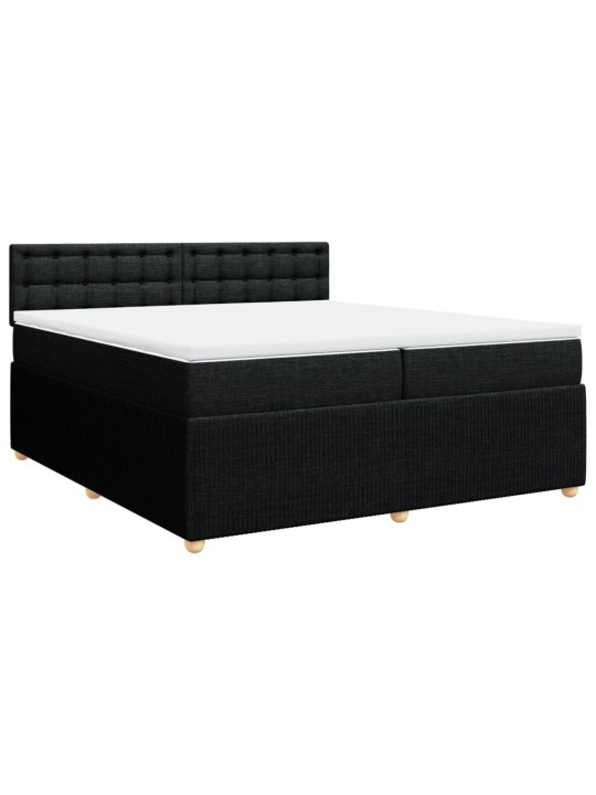 Box spring postel s matrací černá 200x200 cm textil