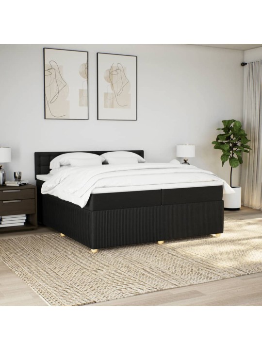 Box spring postel s matrací černá 200x200 cm textil