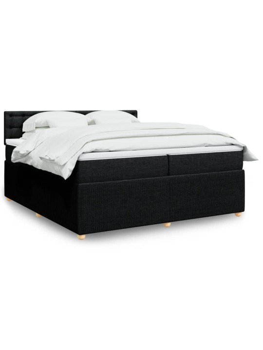 Box spring postel s matrací černá 200x200 cm textil