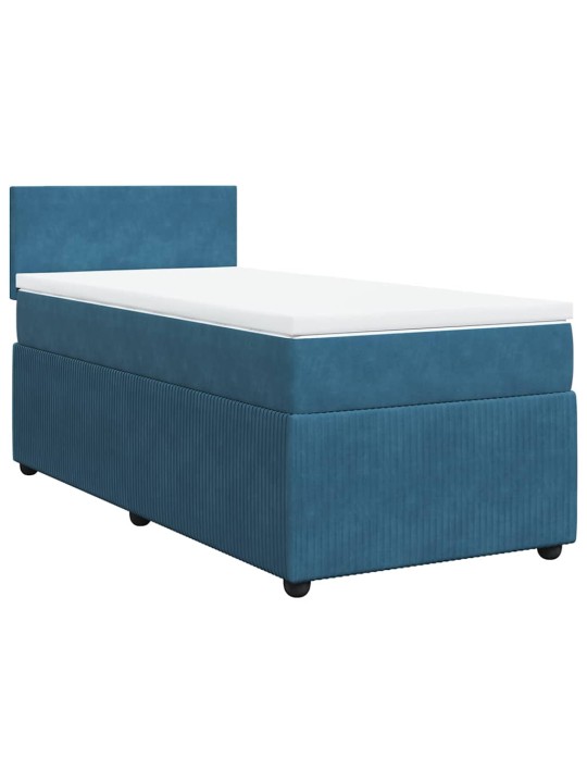 Box spring postel s matrací modrá 80 x 200 cm samet