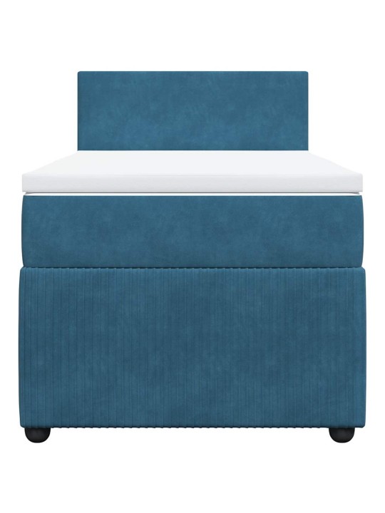 Box spring postel s matrací modrá 80 x 200 cm samet