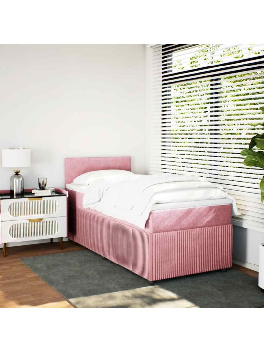 Box spring postel s matrací růžová 80 x 200 cm samet