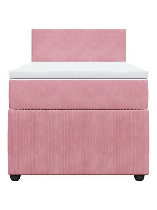 Box spring postel s matrací růžová 80 x 200 cm samet