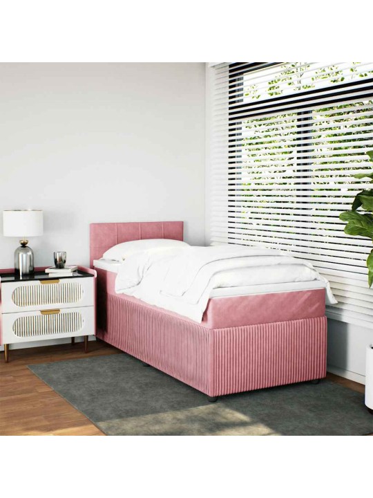 Box spring postel s matrací růžová 80 x 200 cm samet