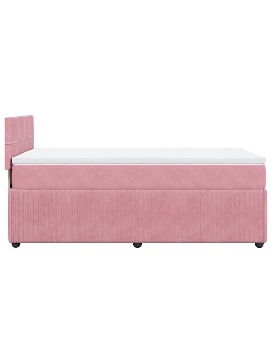 Box spring postel s matrací růžová 80 x 200 cm samet