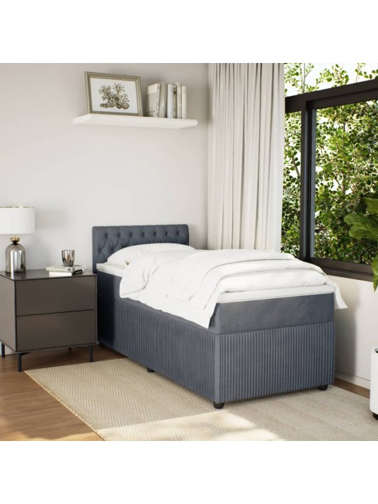 Box spring postel s matrací tmavě šedá 80 x 200 cm samet