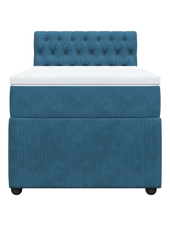 Box spring postel s matrací modrá 80 x 200 cm samet