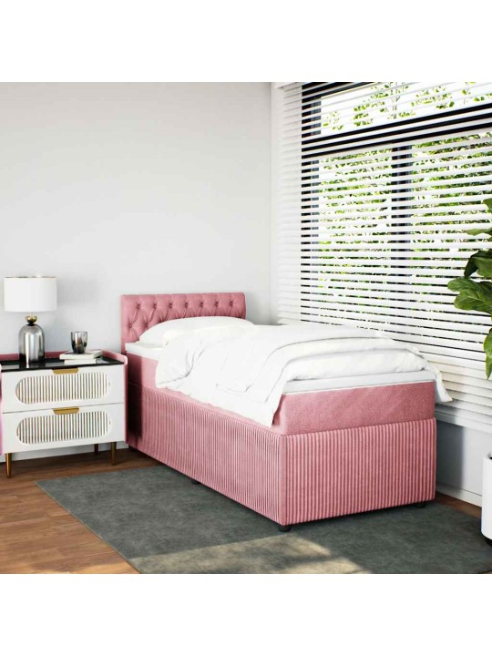 Box spring postel s matrací růžová 80 x 200 cm samet