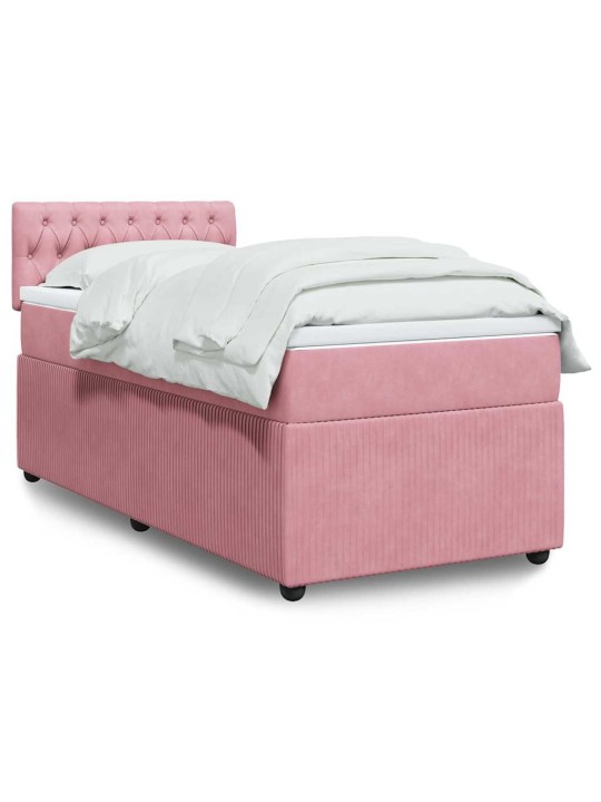 Box spring postel s matrací růžová 80 x 200 cm samet