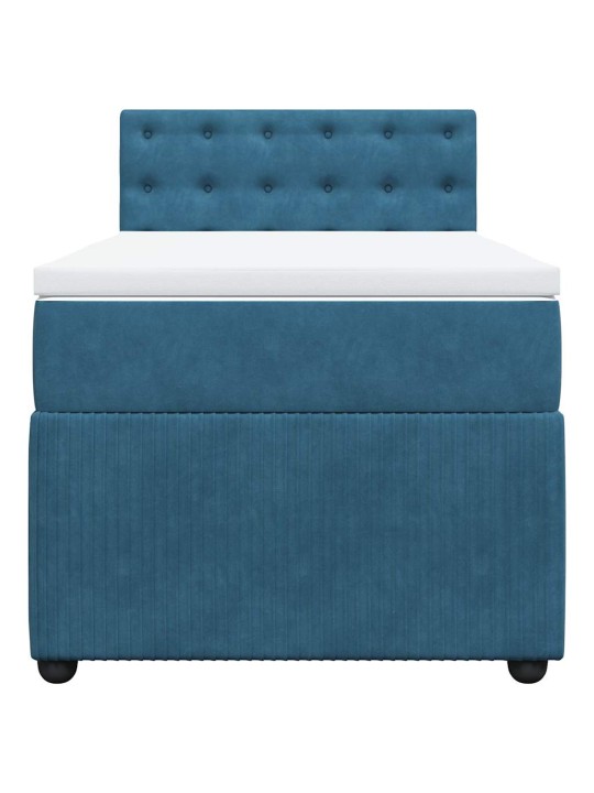 Box spring postel s matrací modrá 80 x 200 cm samet