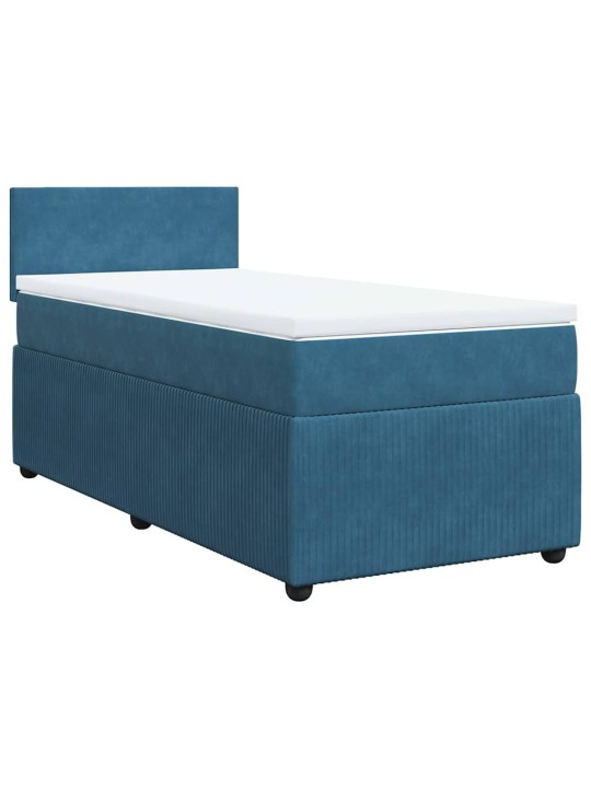 Box spring postel s matrací modrá 90 x 190 cm samet