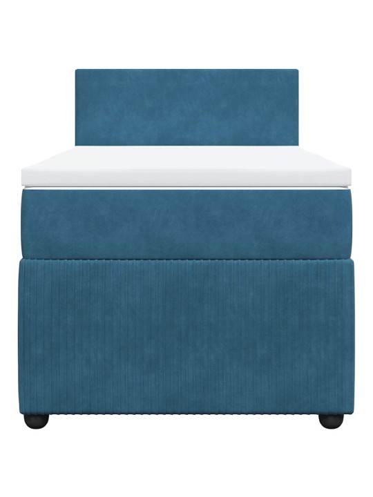Box spring postel s matrací modrá 90 x 190 cm samet