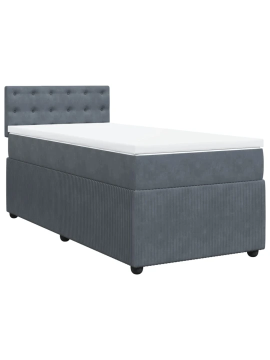 Box spring postel s matrací tmavě šedá 90x190 cm samet