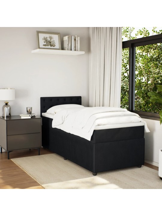 Box spring postel s matrací černá 90x190 cm samet