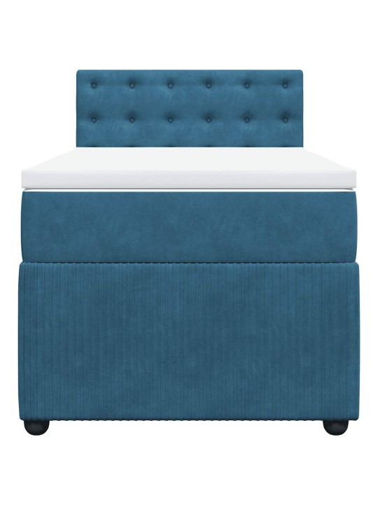 Box spring postel s matrací modrá 90 x 190 cm samet
