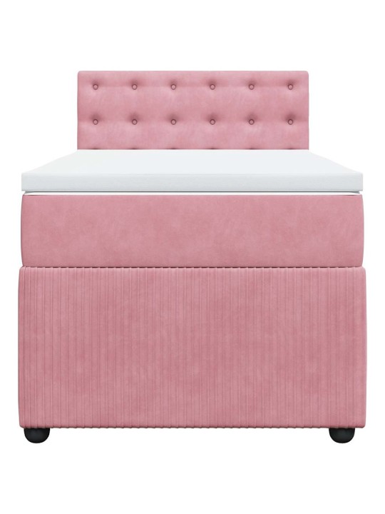 Box spring postel s matrací růžová 90x190 cm samet