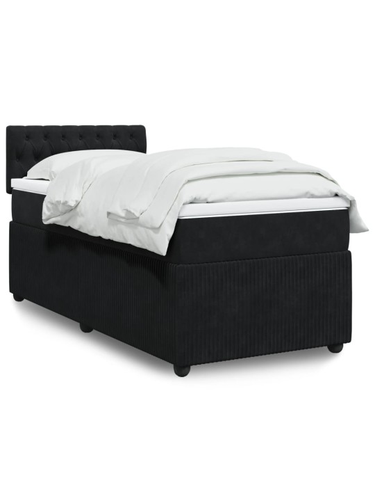 Box spring postel s matrací černá 90x190 cm samet