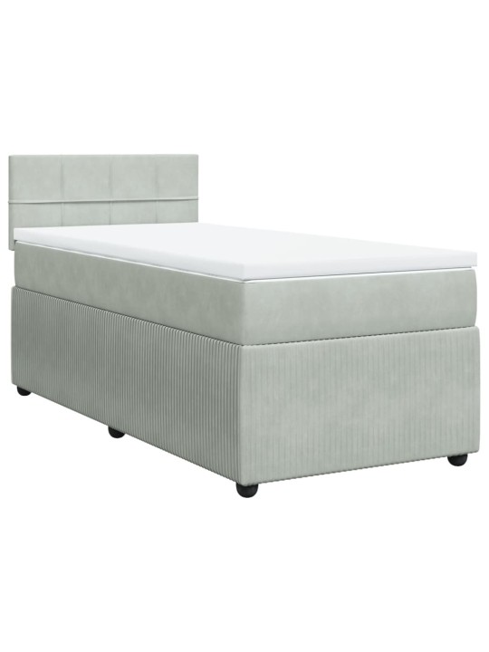 Box spring postel s matrací světle šedá 90x190 cm samet