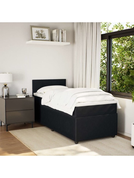 Box spring postel s matrací černá 90x190 cm samet
