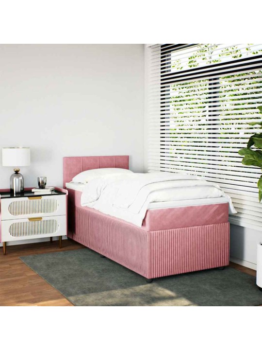 Box spring postel s matrací růžová 90x190 cm samet