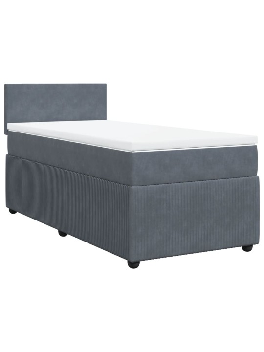 Box spring postel s matrací tmavě šedá 90x200 cm samet