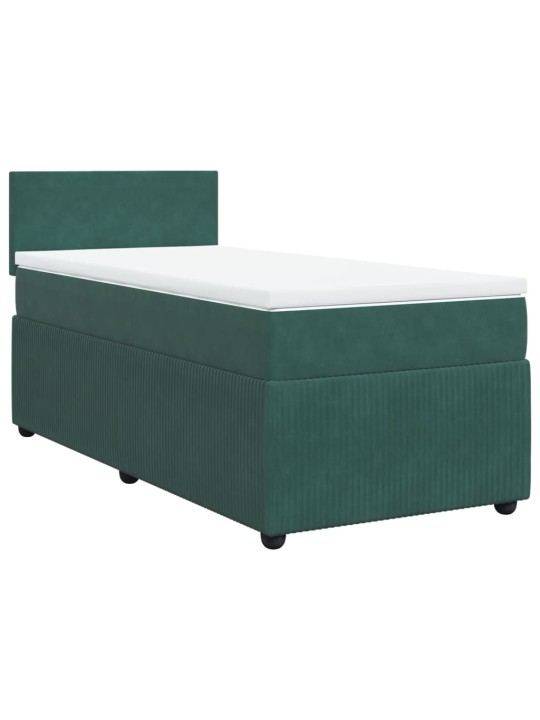 Box spring postel s matrací tmavě zelená 90x200 cm samet