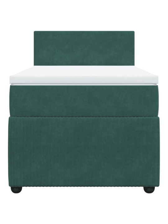 Box spring postel s matrací tmavě zelená 90x200 cm samet