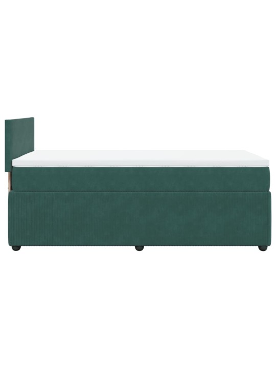 Box spring postel s matrací tmavě zelená 90x200 cm samet
