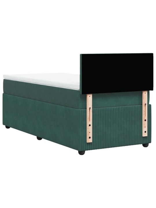 Box spring postel s matrací tmavě zelená 90x200 cm samet