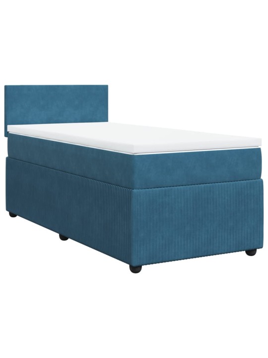 Box spring postel s matrací modrá 90 x 200 cm samet
