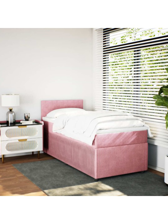 Box spring postel s matrací růžová 90x200 cm samet