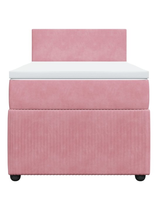 Box spring postel s matrací růžová 90x200 cm samet