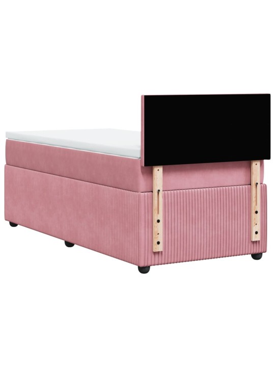 Box spring postel s matrací růžová 90x200 cm samet