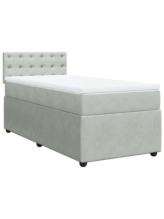 Box spring postel s matrací světle šedá 90x200 cm samet
