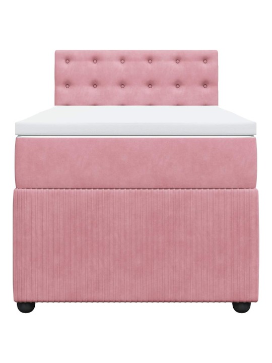 Box spring postel s matrací růžová 90x200 cm samet