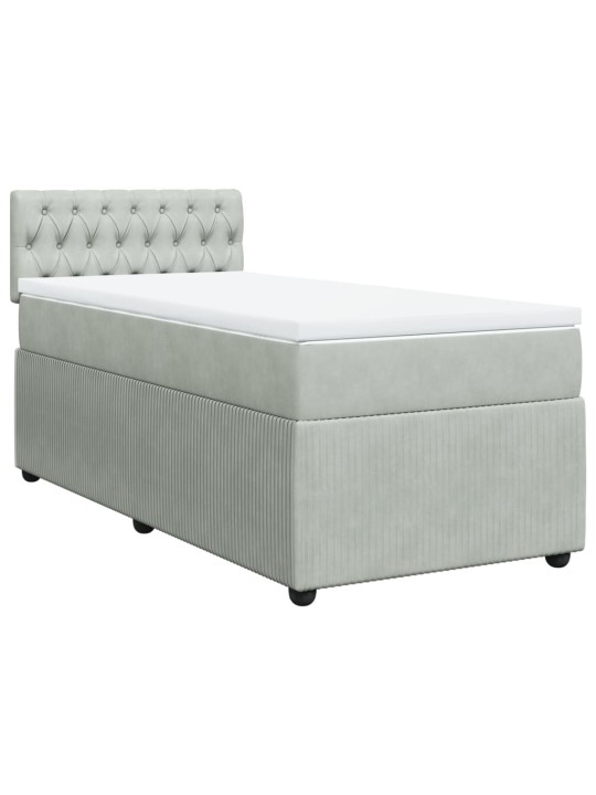 Box spring postel s matrací světle šedá 90x200 cm samet